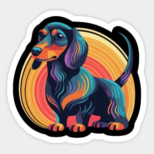 Groovy Dapple Dachshund Sunset Sticker